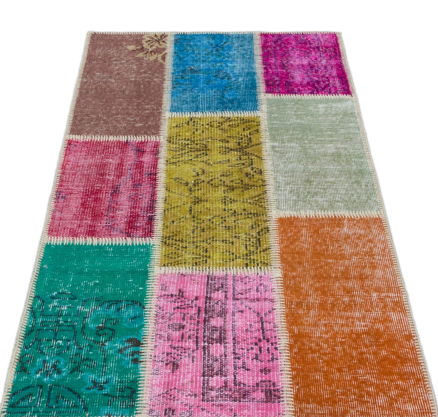 Bej Anadolu Eskitme Geometrik Yün Halı 80x150 - Özel Seri