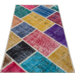 Iskece Bej Patchwork Yün El Dokuma Halısı 080 x 150 Apex Unique