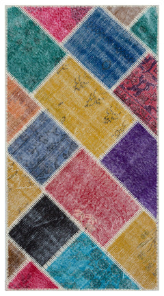 Iskece Bej Patchwork Yün El Dokuma Halısı 080 x 150 Apex Unique