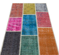 Çok Renkli Geometrik Yün El Dokuma Halı 80x150 cm 31406