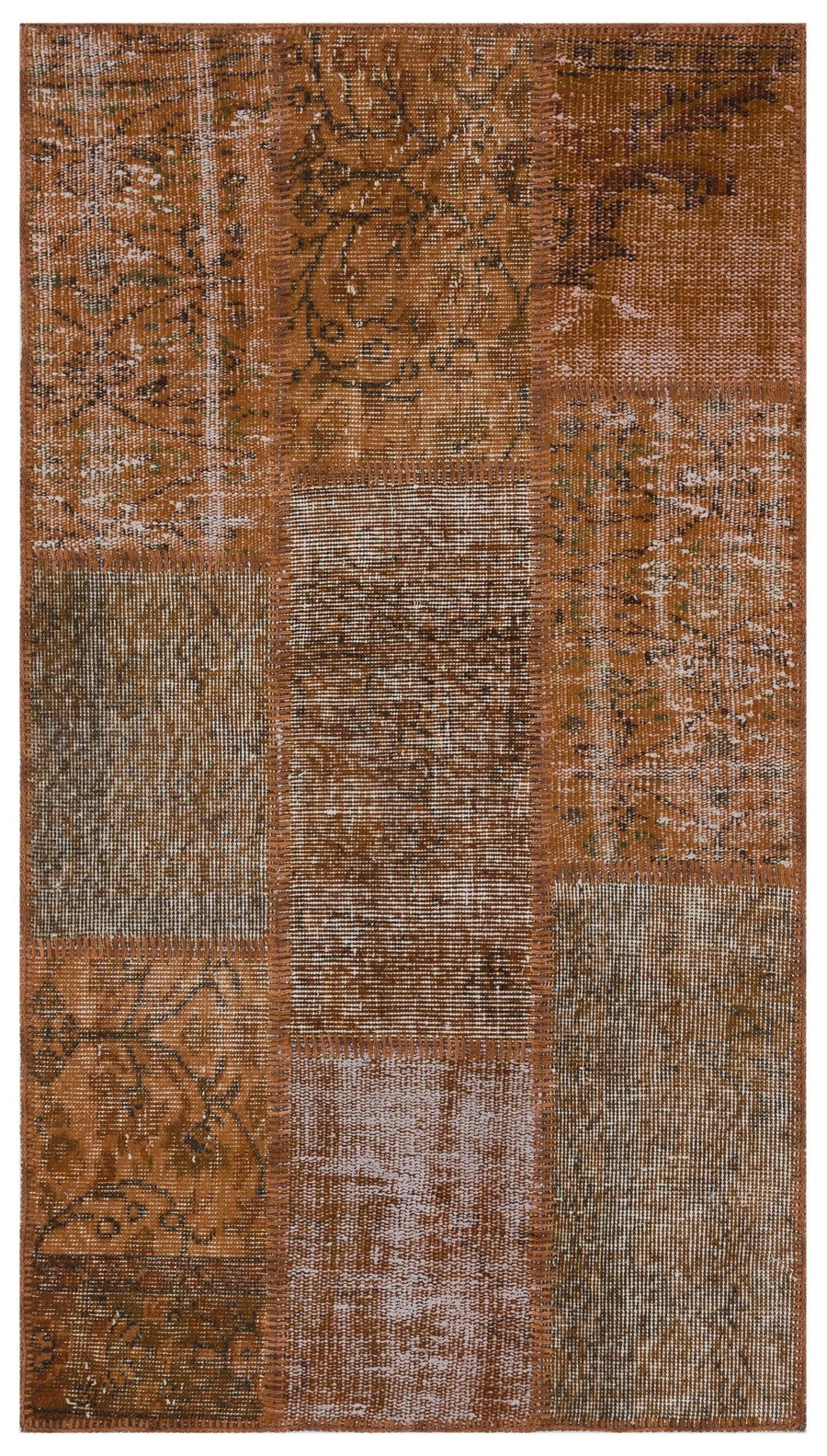 Bej Gri Anadolu Eskitme Geometrik Yün Halı 80x150 - Özel Seri
