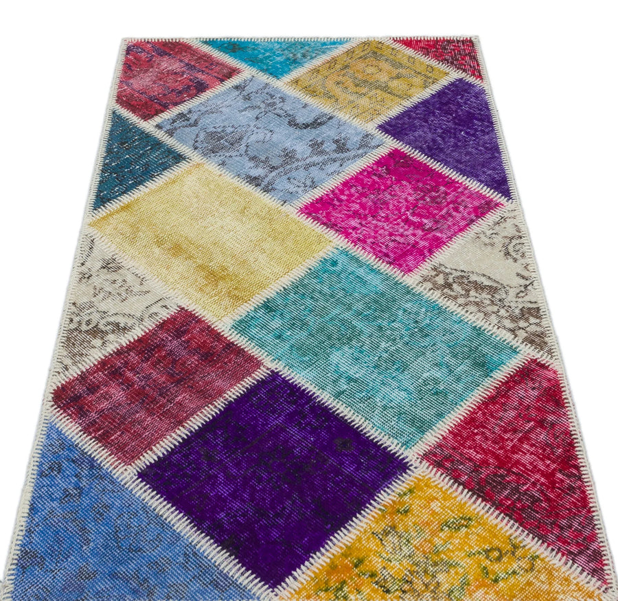Bej Anadolu Patchwork Yün Halı 80x150 - Özel Seri