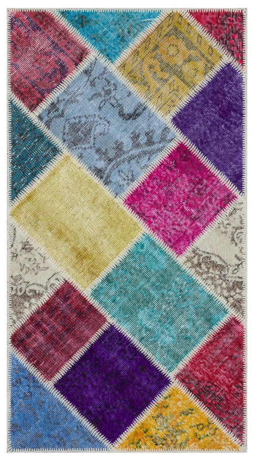 Iskece Bej Patchwork Yün El Dokuma Halısı 080 x 150 Apex Unique