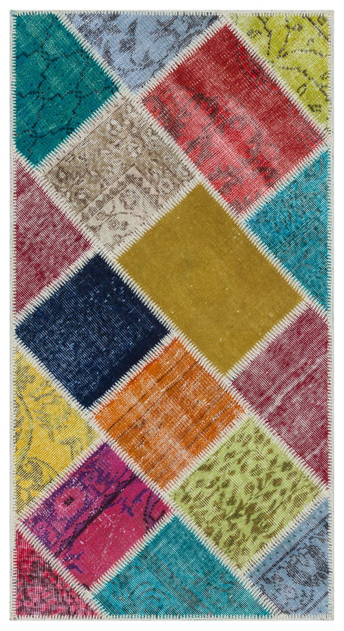 Iskece Bej Patchwork Yün El Dokuma Halısı 080 x 150 Apex Unique