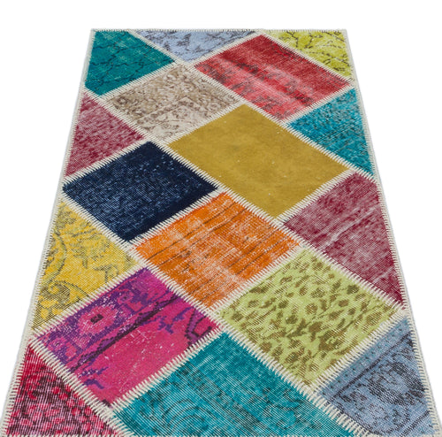 Iskece Bej Patchwork Yün El Dokuma Halısı 080 x 150 Apex Unique