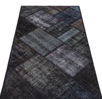 Black & Grey Geometric Hand-Knotted Wool Rug 80x150 cm (2'7" x 4'11")
