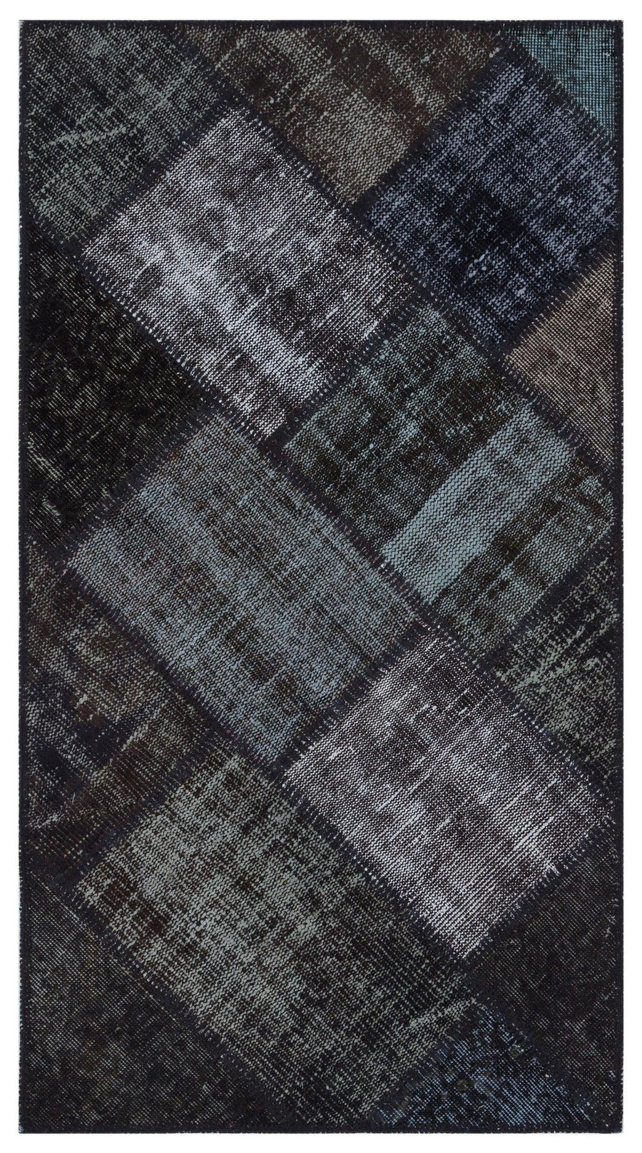Siyah Koyu Gri Eskitme Patchwork Salon Halısı 31415 – Koridor kullanımı
