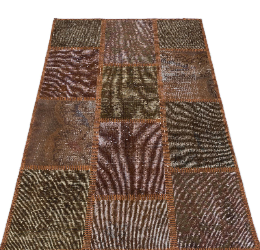 Bej Beyaz Eskitme Geometrik Yün Halı 80x150