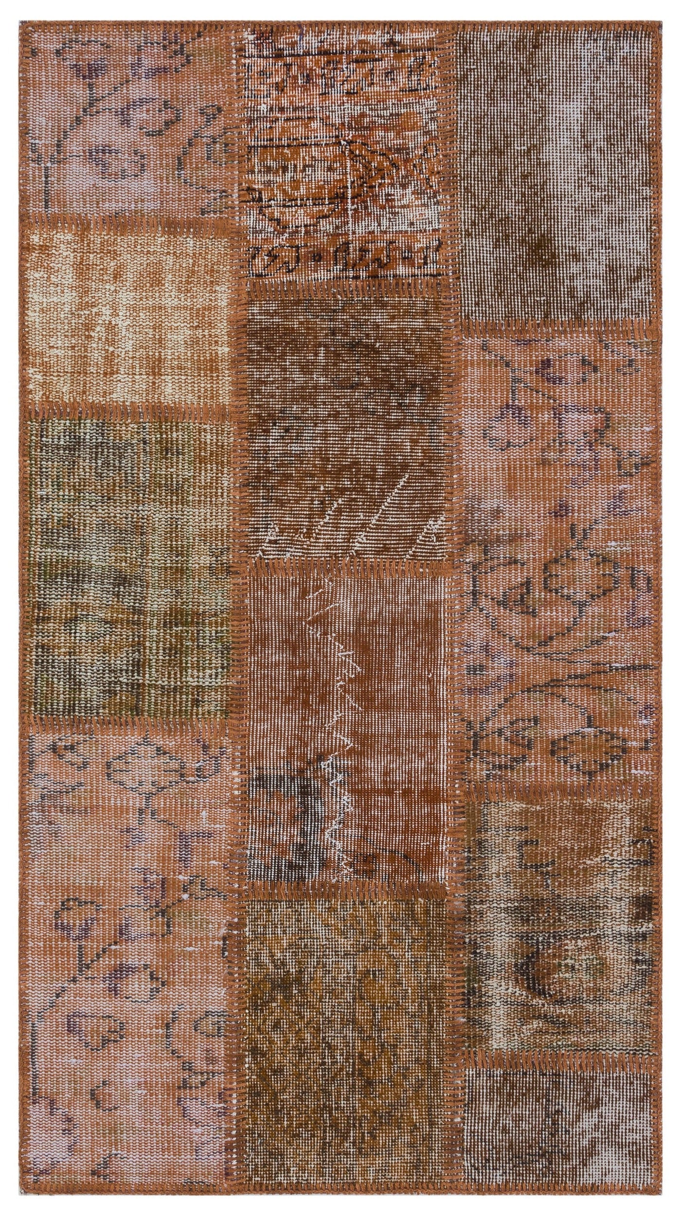 Iskece Kahverengi Eskitme Yün El Dokuma Halısı 080 x 150 Apex Unique