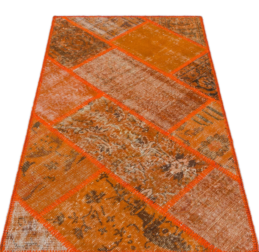 Turuncu Anadolu Bohem Eskitme Yün Halı 80x150 - Özel Seri