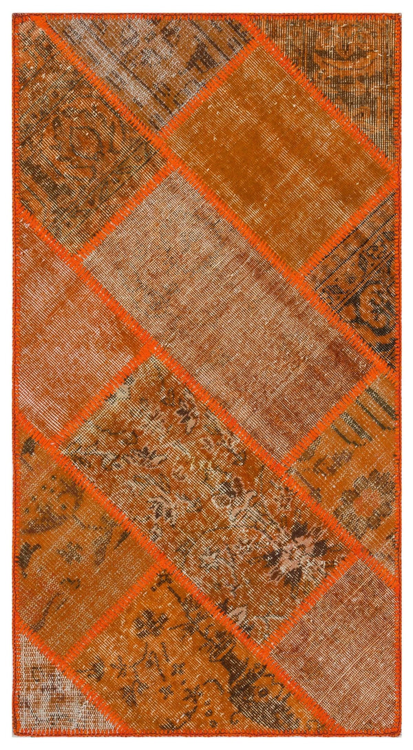 Turuncu Anadolu Bohem Eskitme Yün Halı 80x150 - Özel Seri