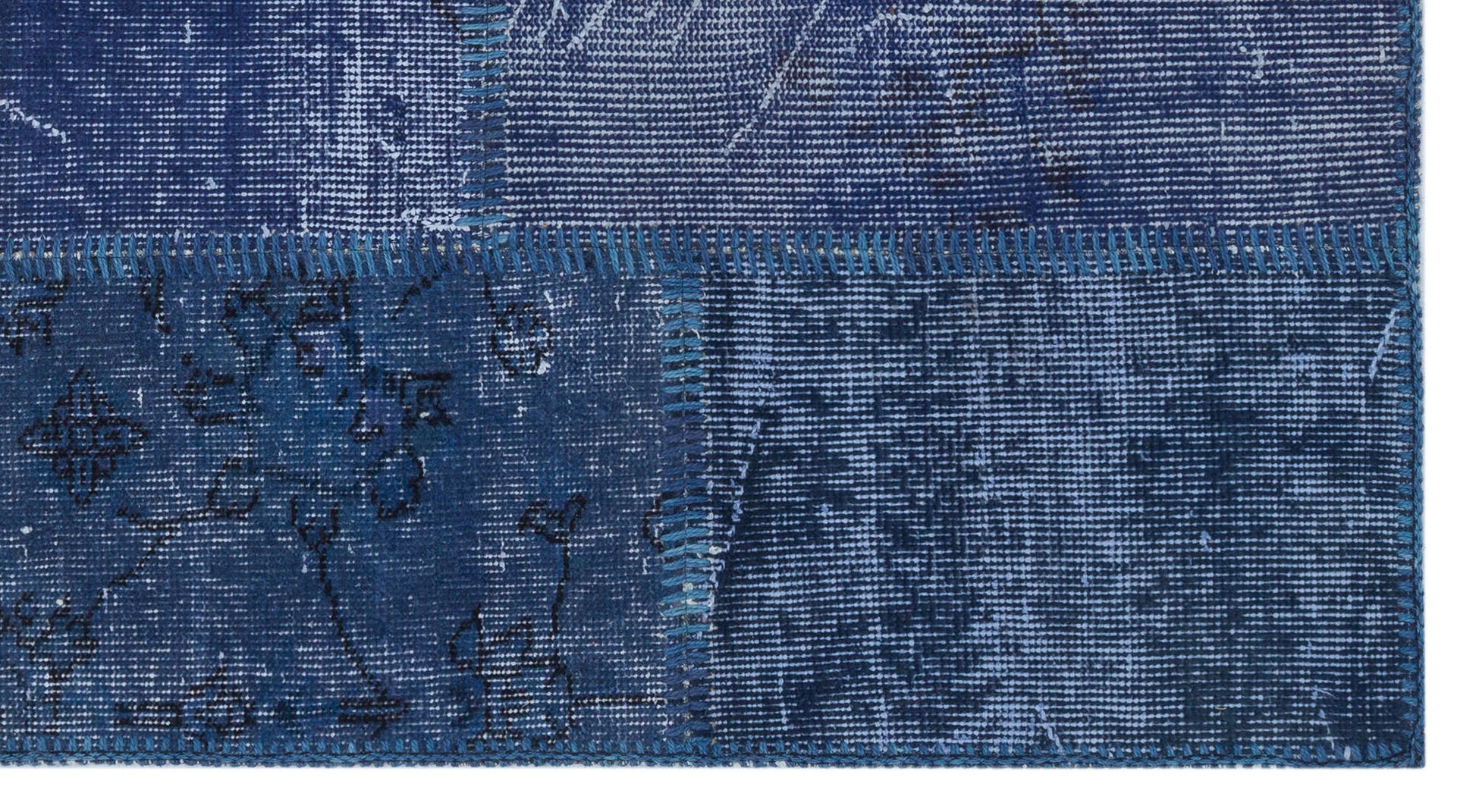 Iskece Mavi Eskitme Yün El Dokuma Halısı 080 x 150 Apex Unique