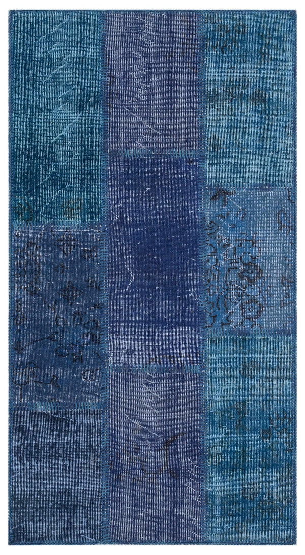 Mavi Anadolu Bohem Eskitme Yün Halı 80x150 - Özel Seri