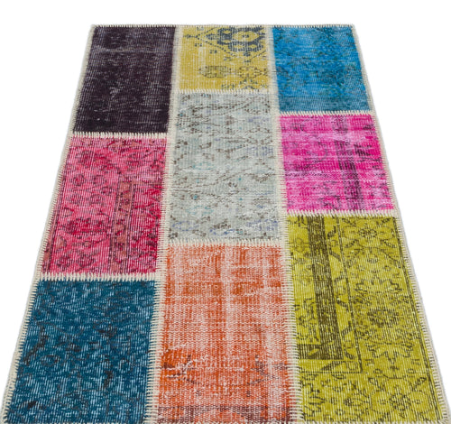 Iskece Bej Patchwork Yün El Dokuma Halısı 080 x 150 Apex Unique