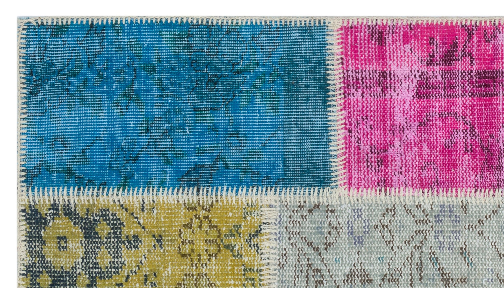 Iskece Bej Patchwork Yün El Dokuma Halısı 080 x 150 Apex Unique