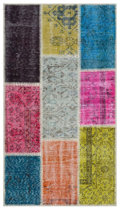 Iskece Bej Patchwork Yün El Dokuma Halısı 080 x 150 Apex Unique