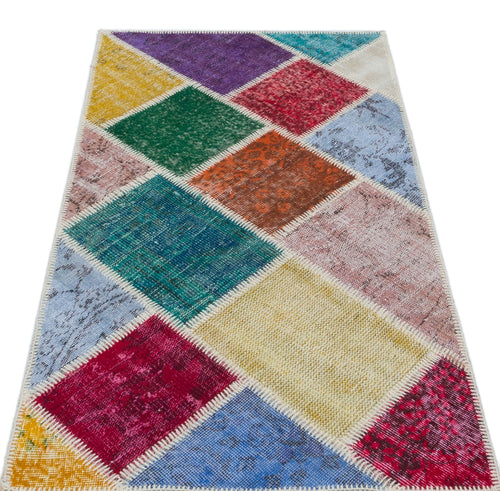 Iskece Bej Patchwork Yün El Dokuma Halısı 080 x 150 Apex Unique