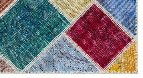 Iskece Bej Patchwork Yün El Dokuma Halısı 080 x 150 Apex Unique