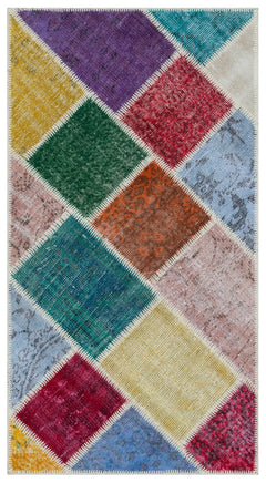 Iskece Bej Patchwork Yün El Dokuma Halısı 080 x 150 Apex Unique