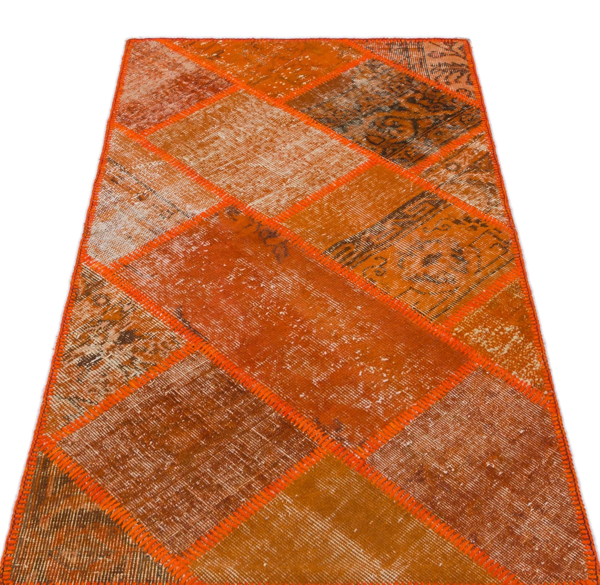 Iskece Turuncu Eskitme Yün El Dokuma Halısı 080 x 150 Apex Unique