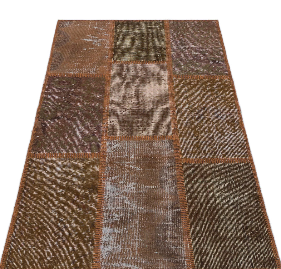 Bej Gri Anadolu Eskitme Geometrik Yün Halı 80x150 - Özel Seri