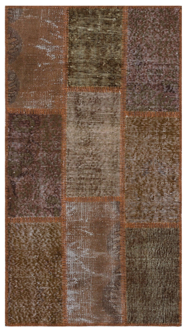 Bej Gri Anadolu Eskitme Geometrik Yün Halı 80x150 - Özel Seri