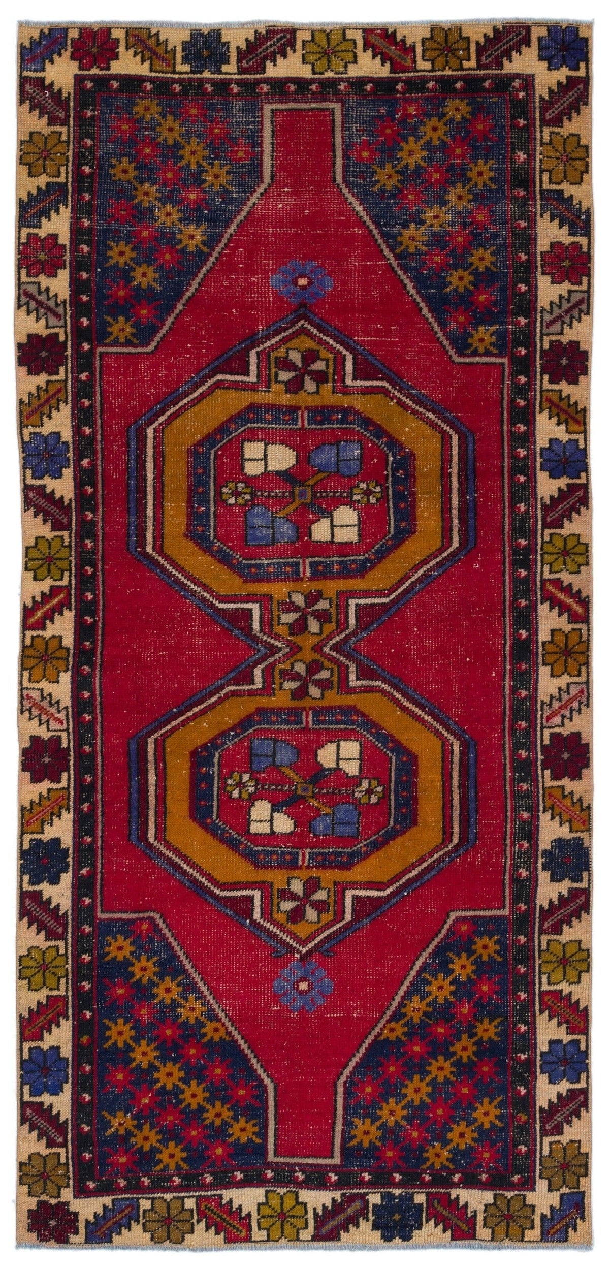 Kavala Kırmızı Klasik Yün El Dokuma Halısı 106 x 232 Apex Unique