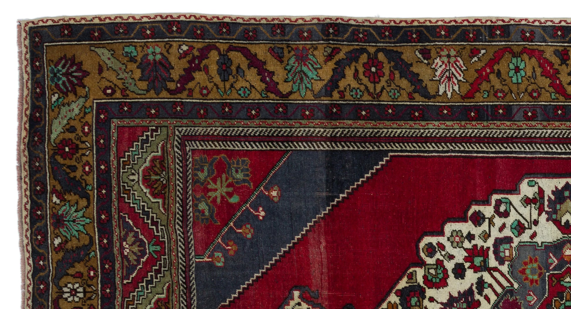 Kırmızı Anadolu Bohem Geometrik Yün Halı 155x295 - Özel Seri