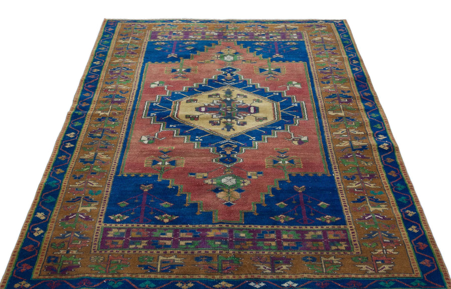 Kırmızı Mavi Anadolu Bohem Geometrik Yün Halı 133x175 - Özel Seri