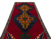 Kırmızı Anadolu Bohem Geometrik Yün Halı 148x330 - Özel Seri