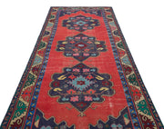 Kırmızı Anadolu Bohem Geometrik Yün Halı 143x330 - Özel Seri