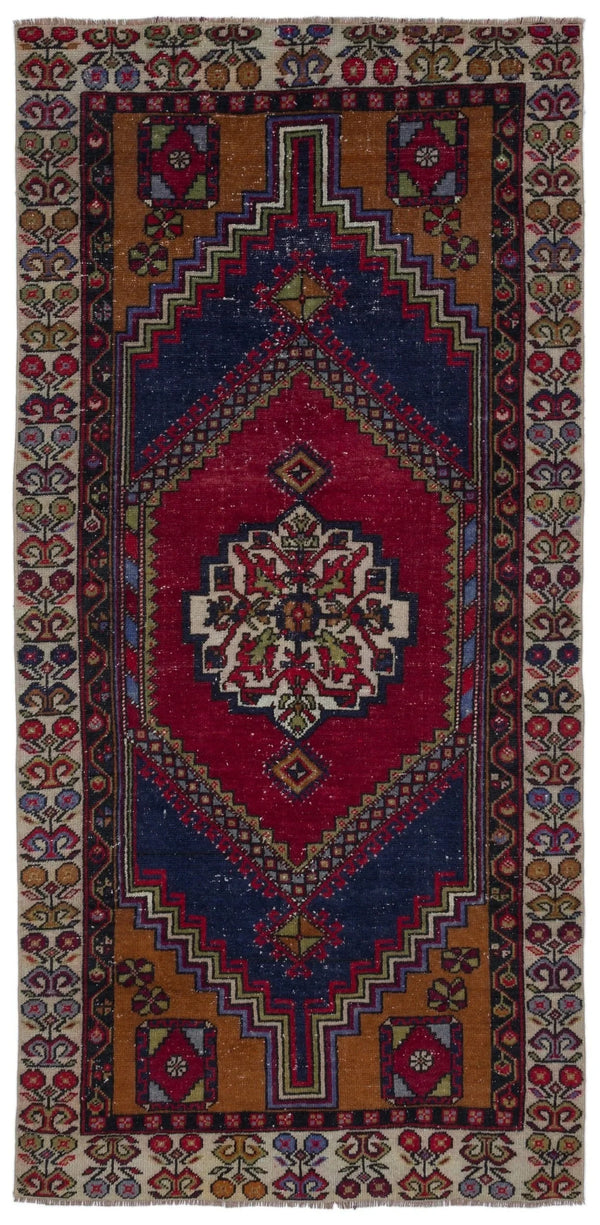 Kırmızı Anadolu Bohem Geometrik Yün Halı 100x202 - Özel Seri