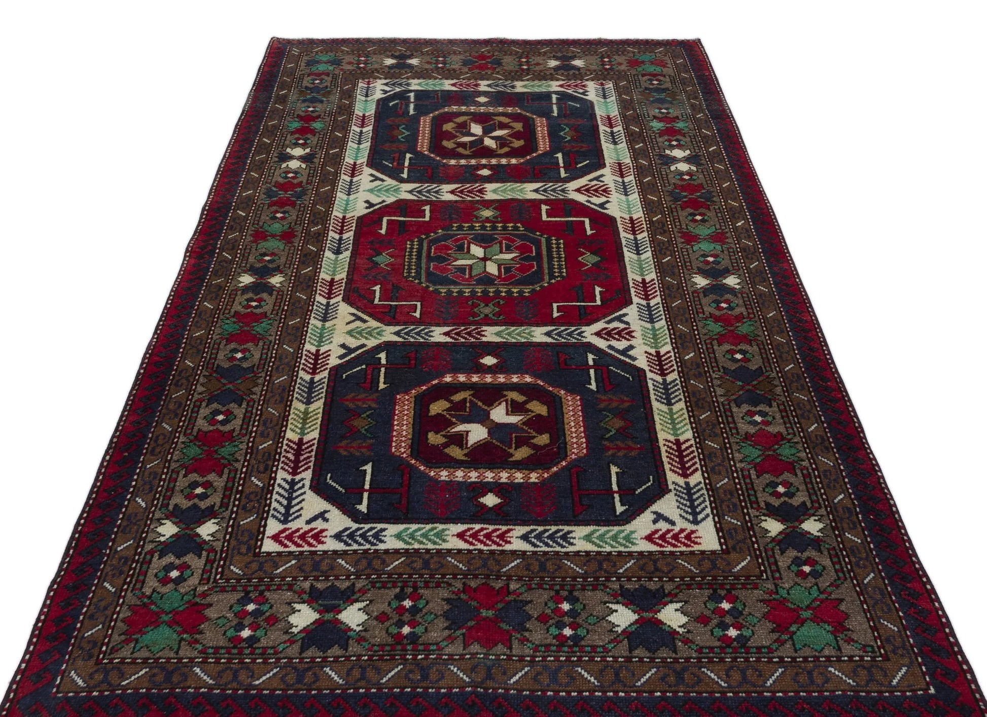 Bordo Anadolu Bohem Geometrik Yün Halı 137x230 - Özel Seri