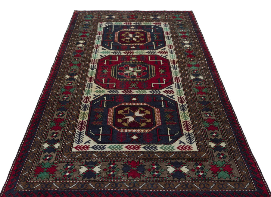 Bordo Anadolu Bohem Geometrik Yün Halı 137x230 - Özel Seri