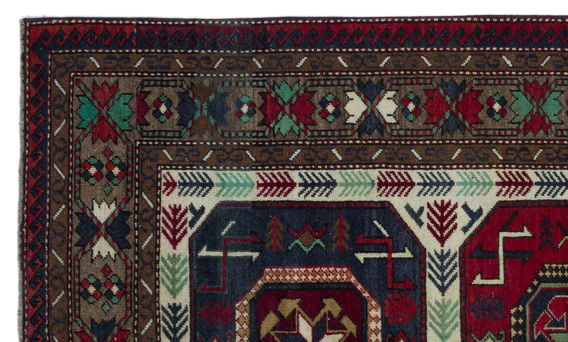 Bordo Anadolu Bohem Geometrik Yün Halı 137x230 - Özel Seri