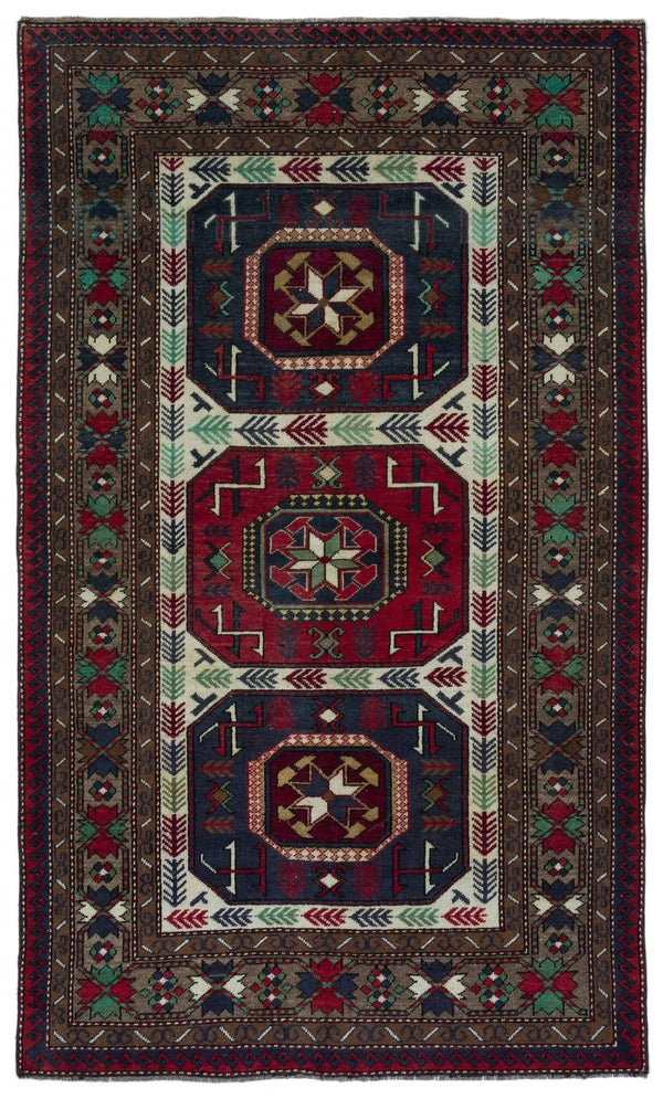 Bordo Anadolu Bohem Geometrik Yün Halı 137x230 - Özel Seri