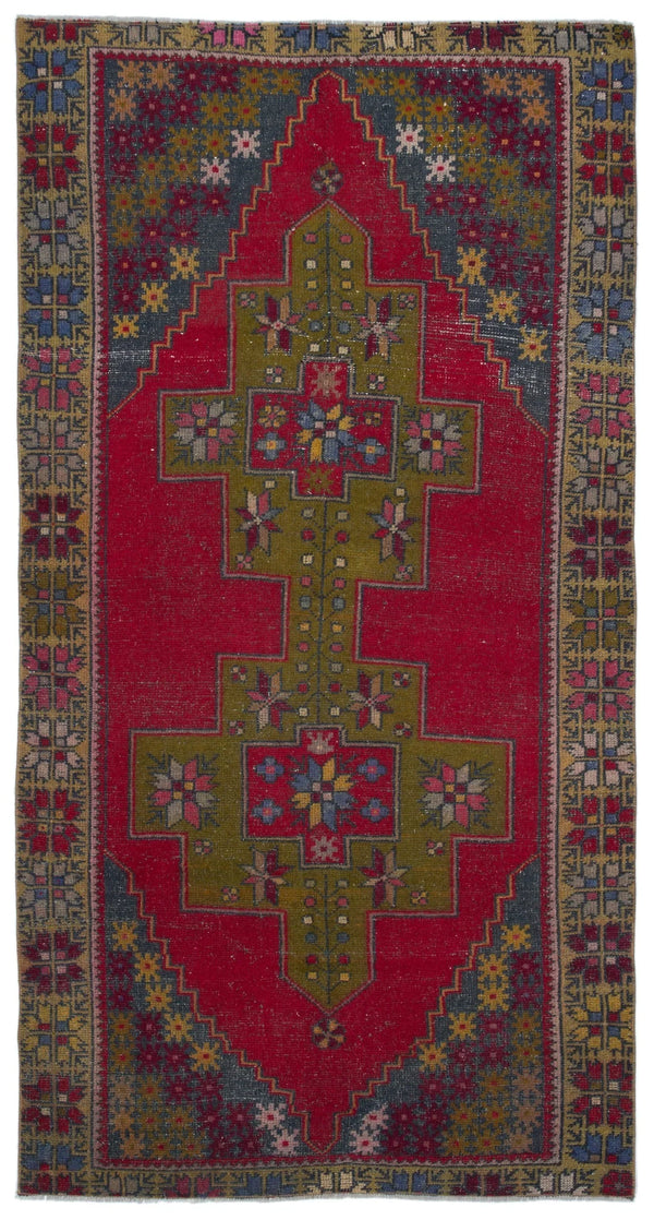 Kırmızı Anadolu Bohem Geometrik Yün Halı 124x238 - Özel Seri
