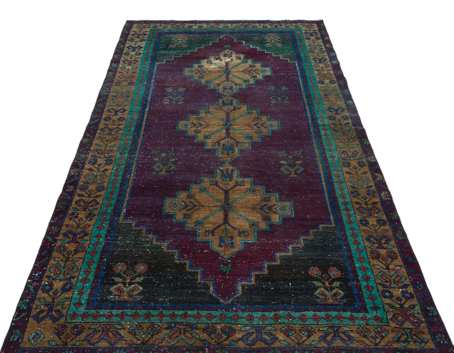 Kırmızı Mavi Anadolu Bohem Geometrik Yün Halı 133x248 - Özel Seri