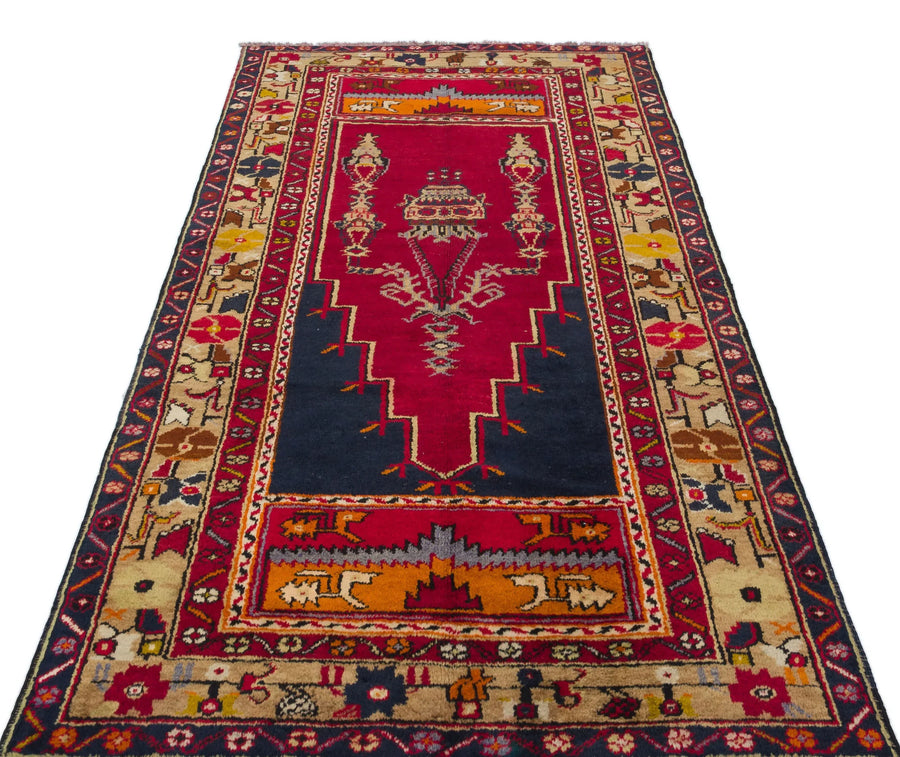 Kırmızı Anadolu Bohem Geometrik Yün Halı 120x234 - Özel Seri