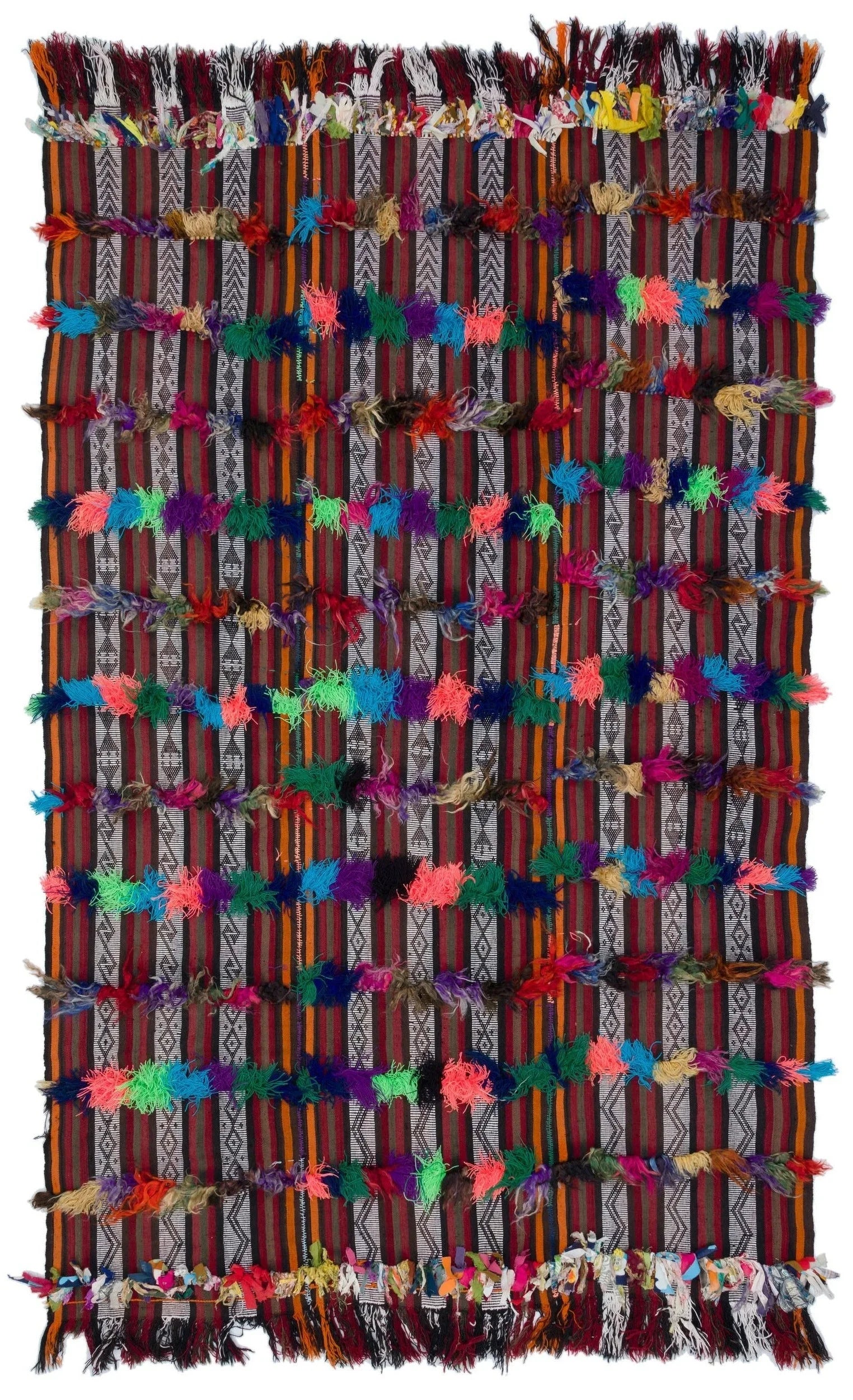 Kırmızı Anadolu Bohem Geometrik Yün Halı 170x290 - Özel Seri