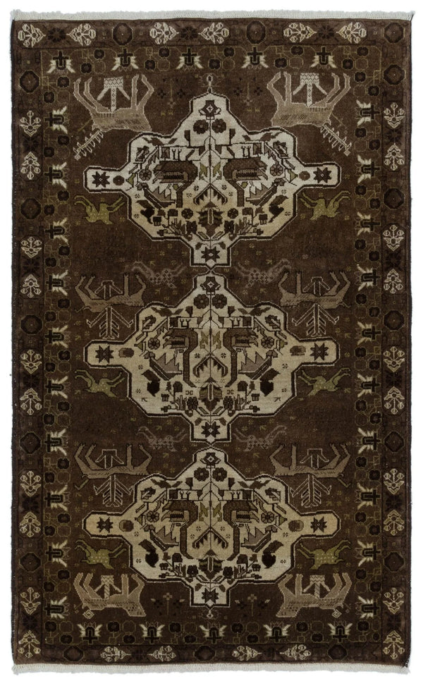 Kırmızı Anadolu Bohem Geometrik Yün Halı 119x195 - Özel Seri