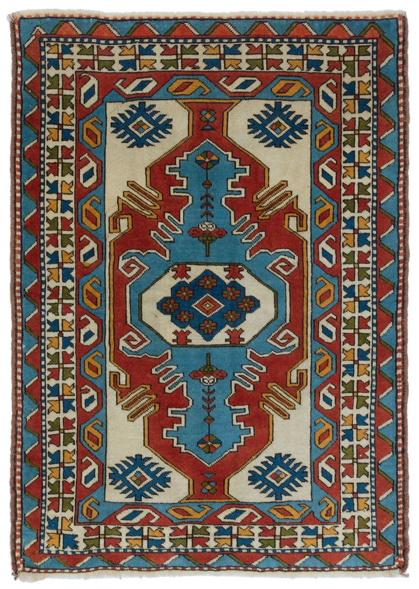 Kırmızı Anadolu Bohem Geometrik Yün Halı 127x175 - Özel Seri