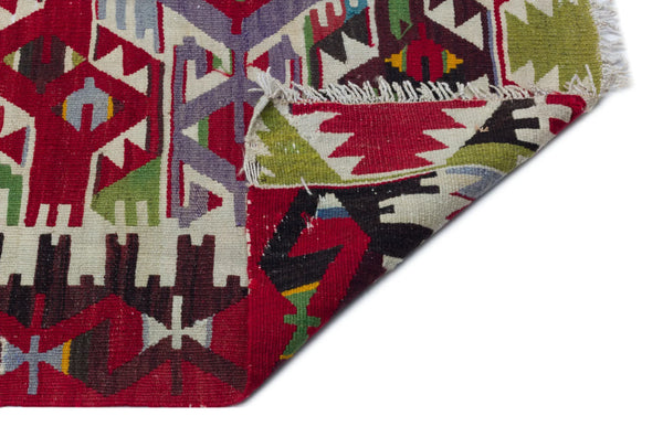 Kırmızı Anadolu Bohem Geometrik Yün Halı 150x310 - Özel Seri