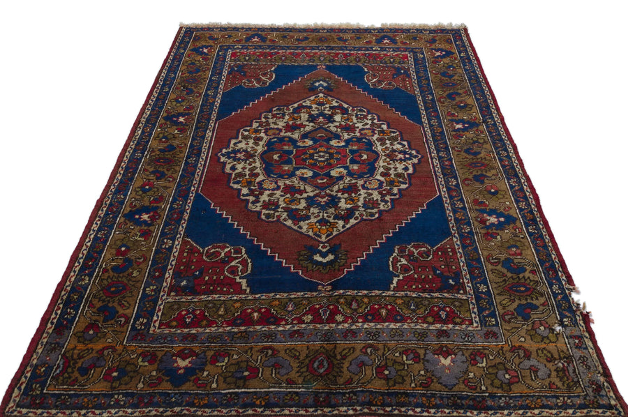Beyaz Kırmızı Anadolu Bohem Geometrik Yün Halı 153x224 - Özel Seri
