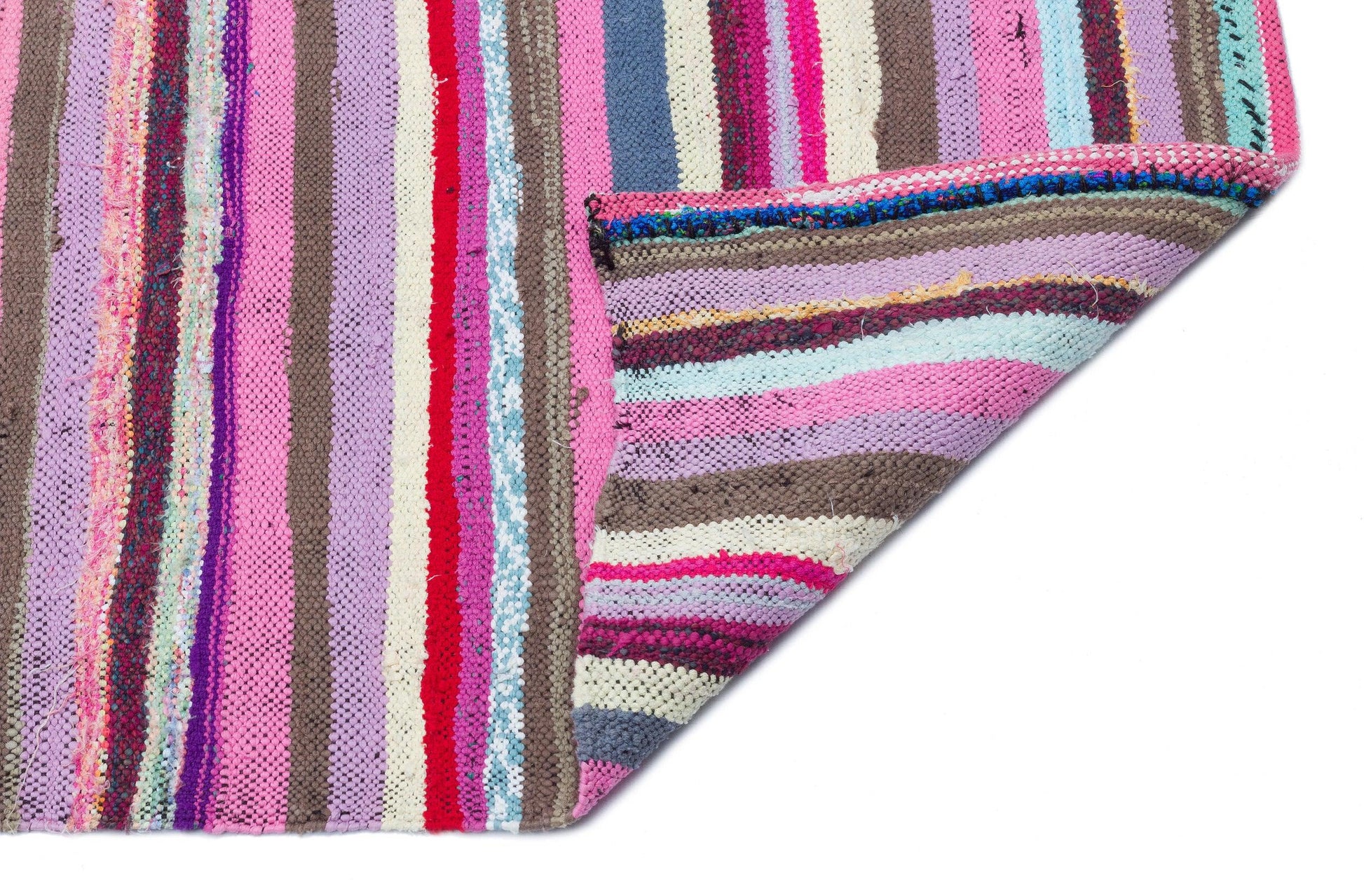 Pembe Anadolu Bohem Çizgili Yün Halı 145x287 - Özel Seri
