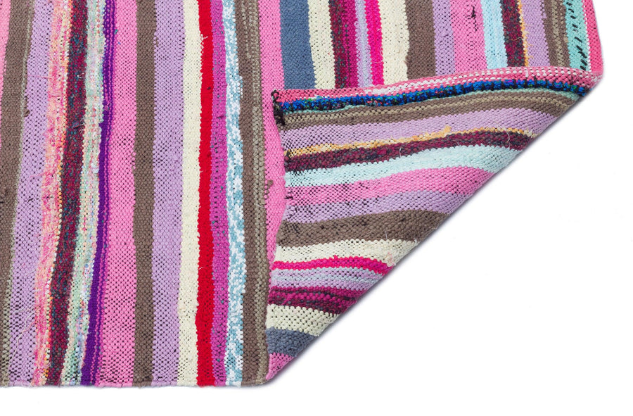 Pembe Anadolu Bohem Çizgili Yün Halı 145x287 - Özel Seri