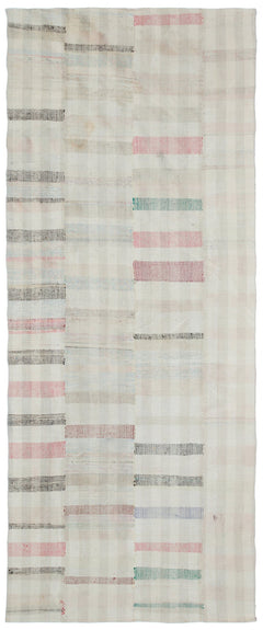 Girit Bej Çizgili Yün El Dokuma Halısı 137 x 330 Apex Unique