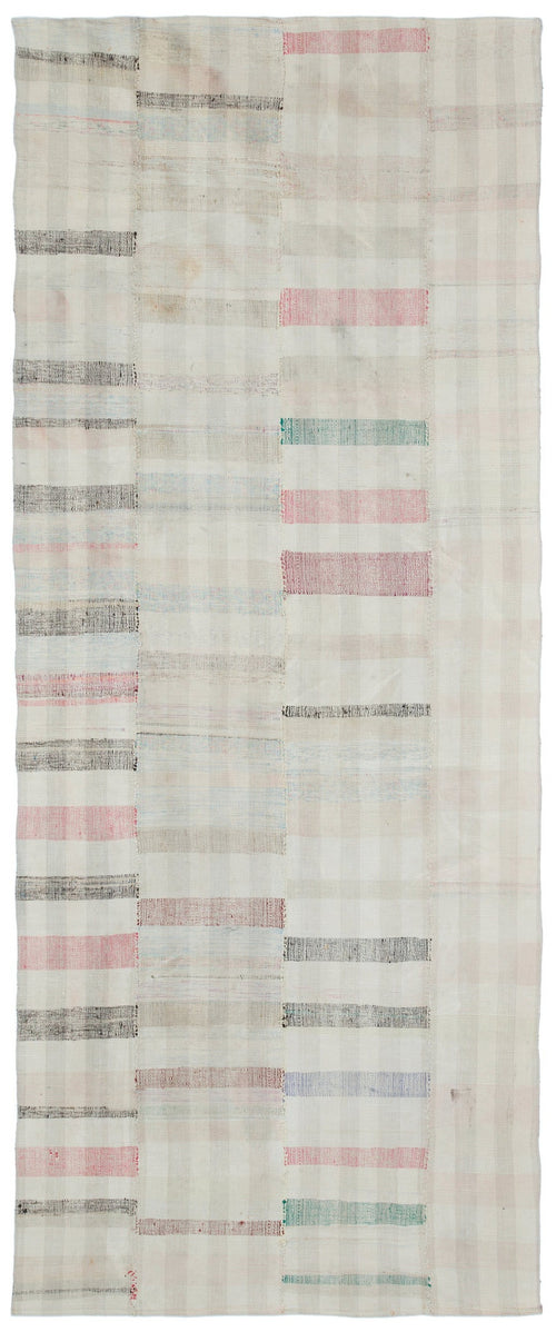 Girit Bej Çizgili Yün El Dokuma Halısı 137 x 330 Apex Unique