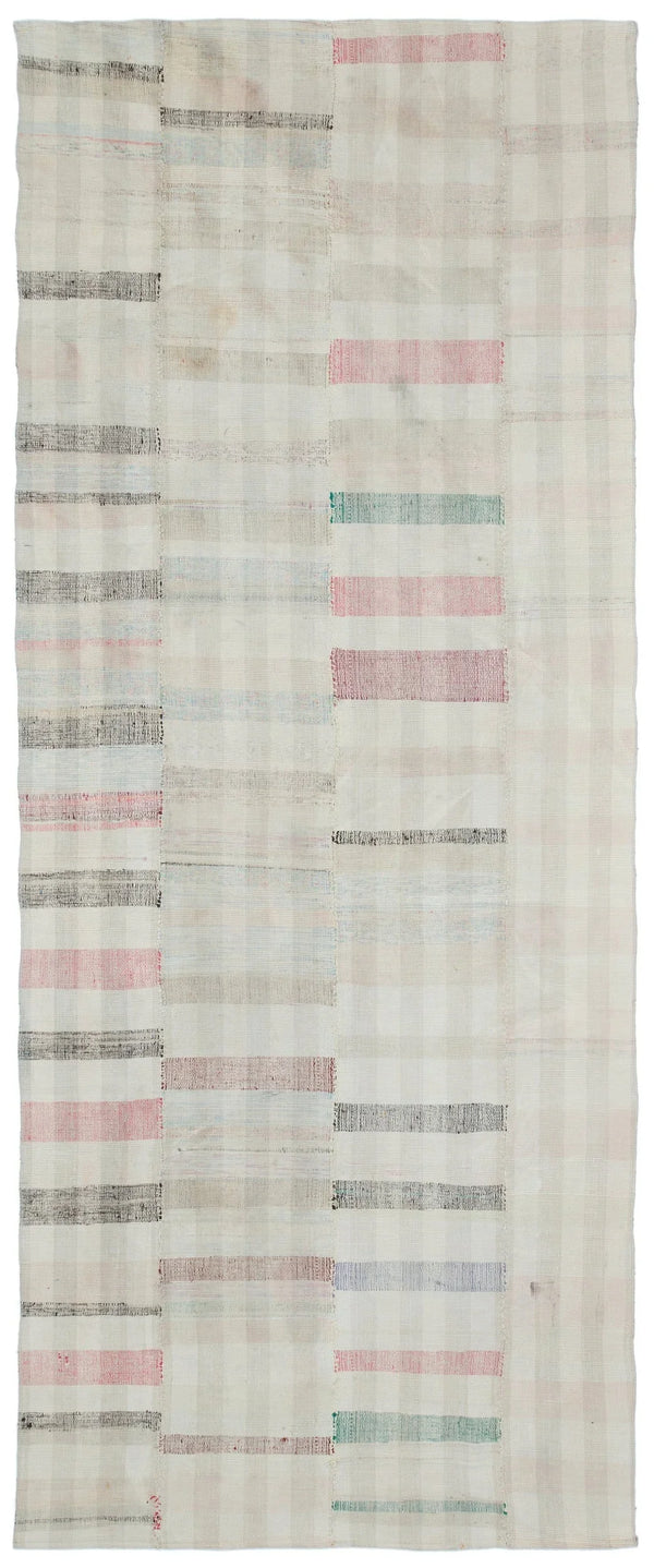 Bej Anadolu Bohem Geometrik Yün Halı 137x330 - Özel Seri