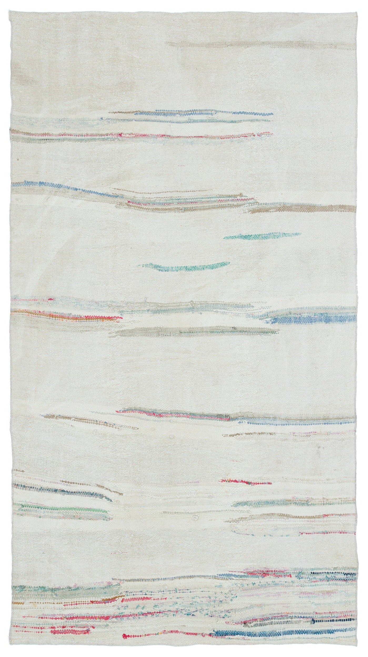 Girit Bej Çizgili Yün El Dokuma Halısı 134 x 240 Apex Unique